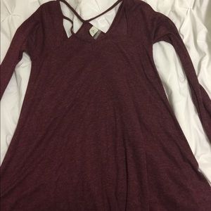 Maroon tunic style top.